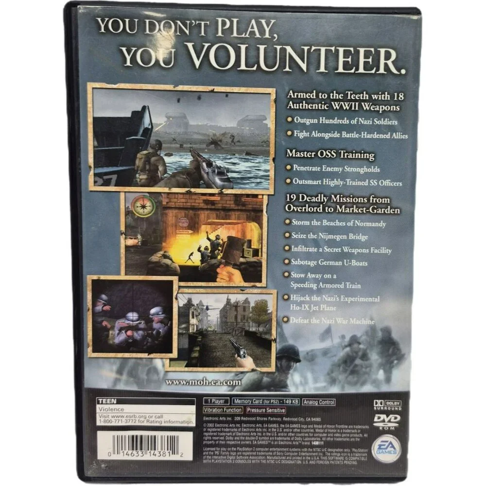 Sony PS2 Medal Of Honor Frontline PlayStation 2 Game EA Games Rated T